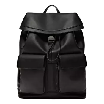 Рюкзак Massimo Dutti Leather With Pockets, черный