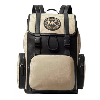 Рюкзак Michael Kors Kent Logo Jacquard Nylon Utility, бежевый/черный