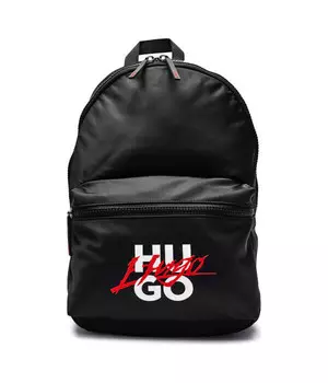 Рюкзак мужской Hugo Handwritten2.0 текстильный с логотипом бренда, черный