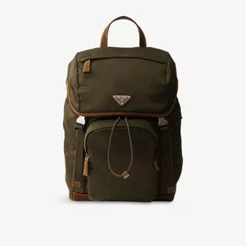 Рюкзак Prada из переработанного нейлона и замши, зеленый