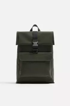 Рюкзак прорезиненный с клапаном ZARA, хаки зеленый