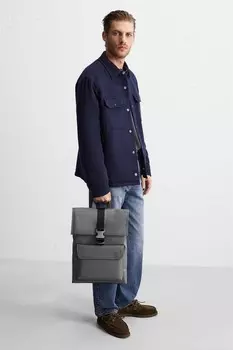 Рюкзак прорезиненный с клапаном ZARA, серый