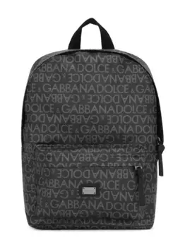 Рюкзак с карманами и логотипом Dolce & Gabbana Kids, черный
