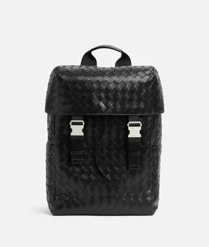 Рюкзак с клапаном Intrecciato Bottega Veneta, черный