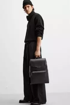 Рюкзак с клапаном ZARA, черный