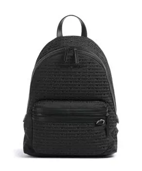Рюкзак с логотипом и жаккардом хлопок Emporio Armani, черный