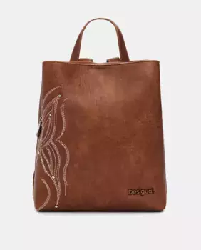 Рюкзак S с эффектом кожи бабочки Desigual, светло-коричневый