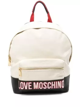 Рюкзак с вышитым логотипом Love Moschino, бежевый