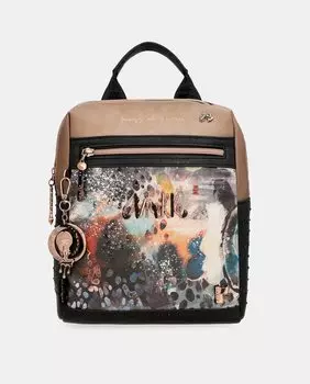 Рюкзак среднего размера с разноцветным фантазийным принтом и передним карманом Anekke, мультиколор