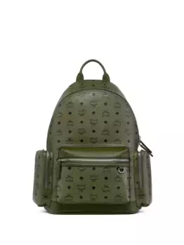 Рюкзак Stark Visetos среднего размера с монограммой MCM, зеленый
