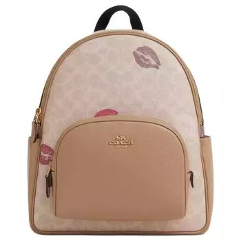 Рюкзак Teri Coated Canvas с кожаным покрытием, женский, среднего размера, золотисто-песочный, многоцветный COACH