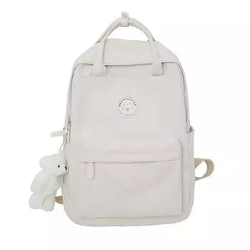 Рюкзак унисекс Barang Balang, Белый + кулон с медведем