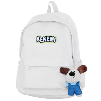 Рюкзак унисекс Bseleon, Off-white с подвеской в виде щенка