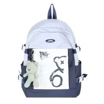 Рюкзак унисекс Deli Bear, Подвеска-мишка из ленты цвета хаки