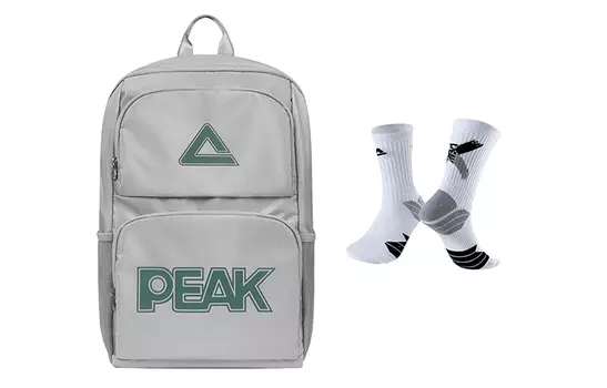 Рюкзак унисекс PEAK, Серебряный рюкзак + пудрово-синие носки