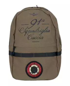 Рюкзак в стиле милитари с вышивкой Aeronautica Militare, зеленый