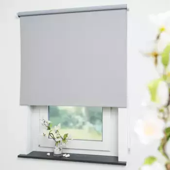 Рулонная штора Liedeco с боковой тягой «Uni», затемнение, с отверстием, свободно висящая, стержень 36 мм, устойчивая цепная тяга, цвет hellgrau + Bitte auswhlen