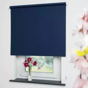 Рулонная штора Liedeco с боковой тягой «Uni», затемнение, с отверстием, свободно висящая, стержень 36 мм, устойчивая цепная тяга, цвет dunkelblau + Bitte auswhlen