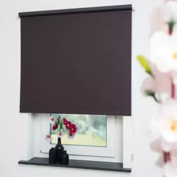 Рулонная штора Liedeco с боковой тягой «Uni», затемнение, с отверстием, свободно висящая, стержень 36 мм, устойчивая цепная тяга, цвет cappuccino + Bitte auswhlen