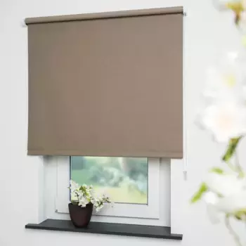Рулонная штора Liedeco с боковой тягой «Uni», затемнение, с отверстием, свободно висящая, стержень 36 мм, устойчивая цепная тяга, цвет coffee + Bitte auswhlen