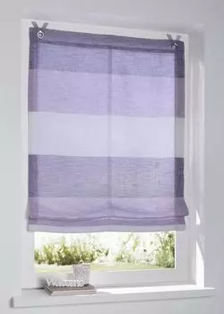 Рулонная штора с люверсами Marit в полоску розового/фиолетового/кремового цвета с разноцветными полосками шириной 45 см x высотой 120 см, включая оконный крючок Kutti, розовый