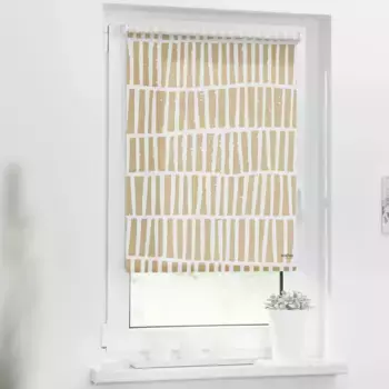 Рулонные шторы с боковым подъемом andas «Utshani», затемнение, затемнение для конфиденциальности, без сверления, Мортен Георгсен, светозащита, современный рисунок, бежевый/серый