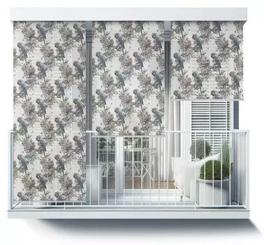 Рулонные шторы Tulup Papageien zwischen Blumen, 60x180x1 см, многоцветный