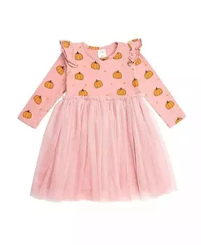Румяное платье-пачка с длинными рукавами и тыквой для маленьких девочек Sweet Wink, розовый