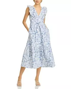 Рюшированное платье миди - эксклюзив AQUA, мультиколор