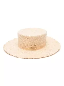 Ruslan Baginskiy соломенный шляпа канотье с логотипом, коричневый