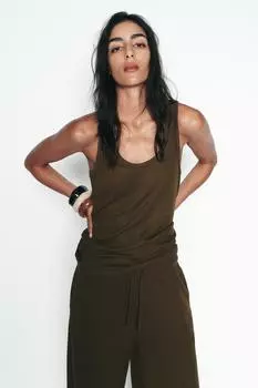 Рустик топ ZARA, хаки