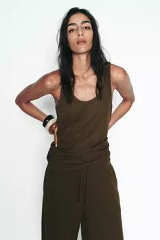 Рустик топ ZARA, хаки