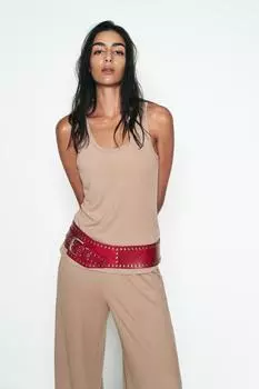 Рустик топ ZARA, кэмел