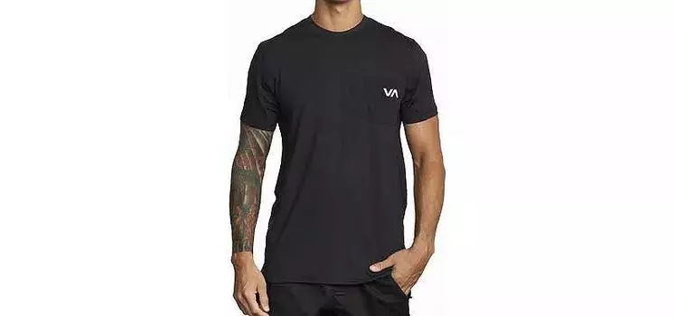 Rvca Мужская спортивная футболка с рукавами-рубашкой и вентиляционными отверстиями, черный