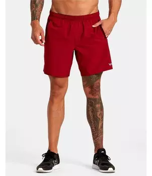 RVCA Yogger Performance Stretch 17 Однотонные прогулочные шорты с внешним швом, красный