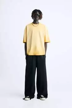Рваная футболка ZARA, желтый
