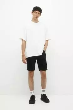 Рваные джинсовые шорты-бермуды Pull&Bear, черный