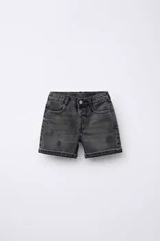 Рваные джинсовые шорты-бермуды ZARA, серый