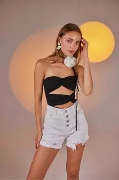 Рваные джинсовые шорты из лайкры с деталями, белые HOLLY LOLLY, белый