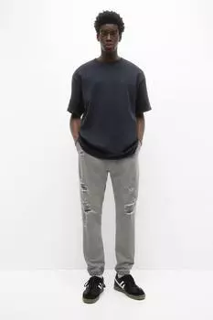 Рваные джинсы-джоггеры Pull&Bear, хаки