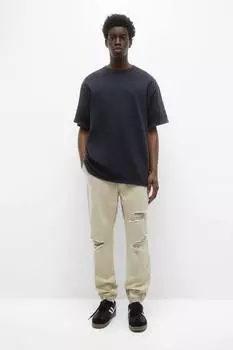 Рваные джинсы-джоггеры Pull&Bear, коричневый