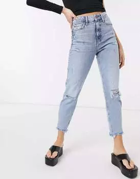 Рваные джинсы River Island Carrie Mom Светло-аутентичного синего цвета