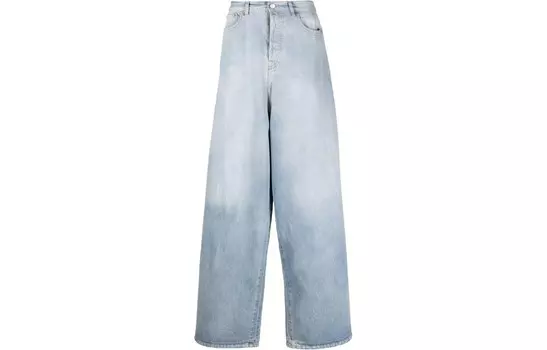 Рваные джинсы широкого кроя Vetements, светло-голубой