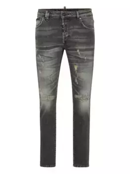 Рваные узкие джинсы Philipp Plein, серый