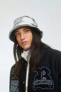 Рыбацкая шапка с шерстью H&M, черный/белый в клетку