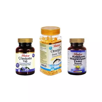 Рыбий жир Balen Omega 3, 100 капсул, 1380 мг, масло черного тмина Balen, 80 капсул, 1380 мг + Витаминный комплекс Balen кальций, магний, цинк, 90 капсул, 709 мг
