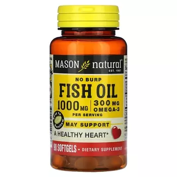 Рыбий жир без отрыжки Mason Natural, 1000 мг, 90 мягких таблеток