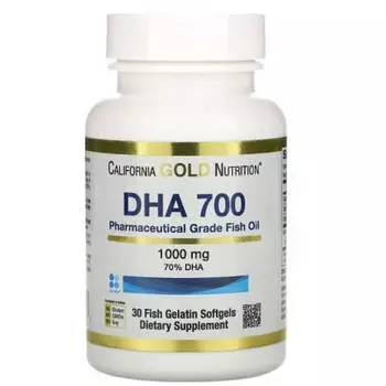 Рыбий жир фармацевтического качества DHA 700 California Gold Nutrition 1000 мг, 30 капсул