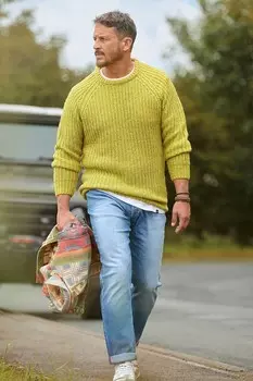 Рыболовный свитер крупной вязки с круглым вырезом Joe Browns, зеленый