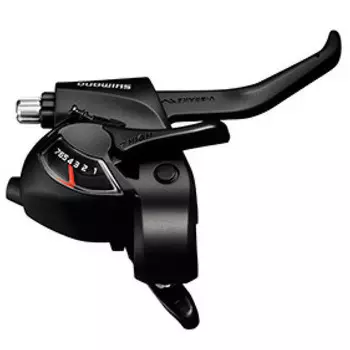 Рычаги переключения передач и тормоза (для плоского руля) 3v Shimano ST-EF41-L Ez Fire Plus, черный / черный / черный